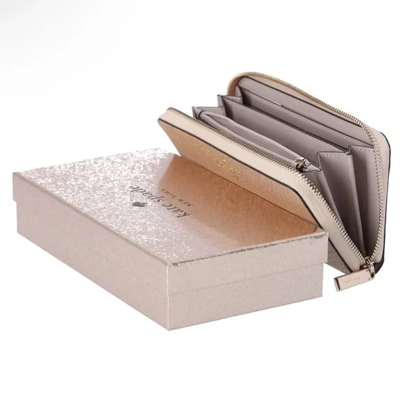 Kate Spade Shimmy Tinsel Glitter Boxed Large Continental Wallet Gold Holiday - Picture 4 of 8
